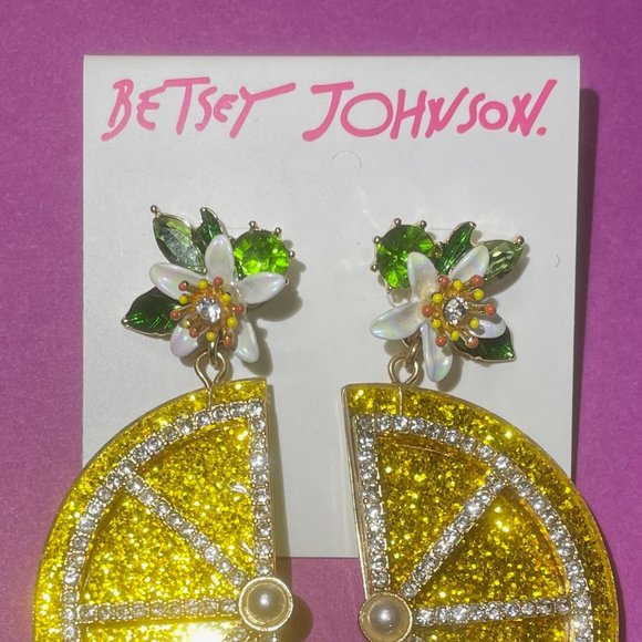 NWT Betsey Johnson Lemon Slice Earrings - Picture 2 of 6